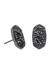 KENDRA SCOTT EARRINGS ELLIE GUN METAL BLACK DRUSY