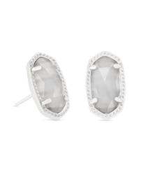 KENDRA SCOTT EARRINGS ELLIE RHODIUM GREY SLATE CAT'S EYE