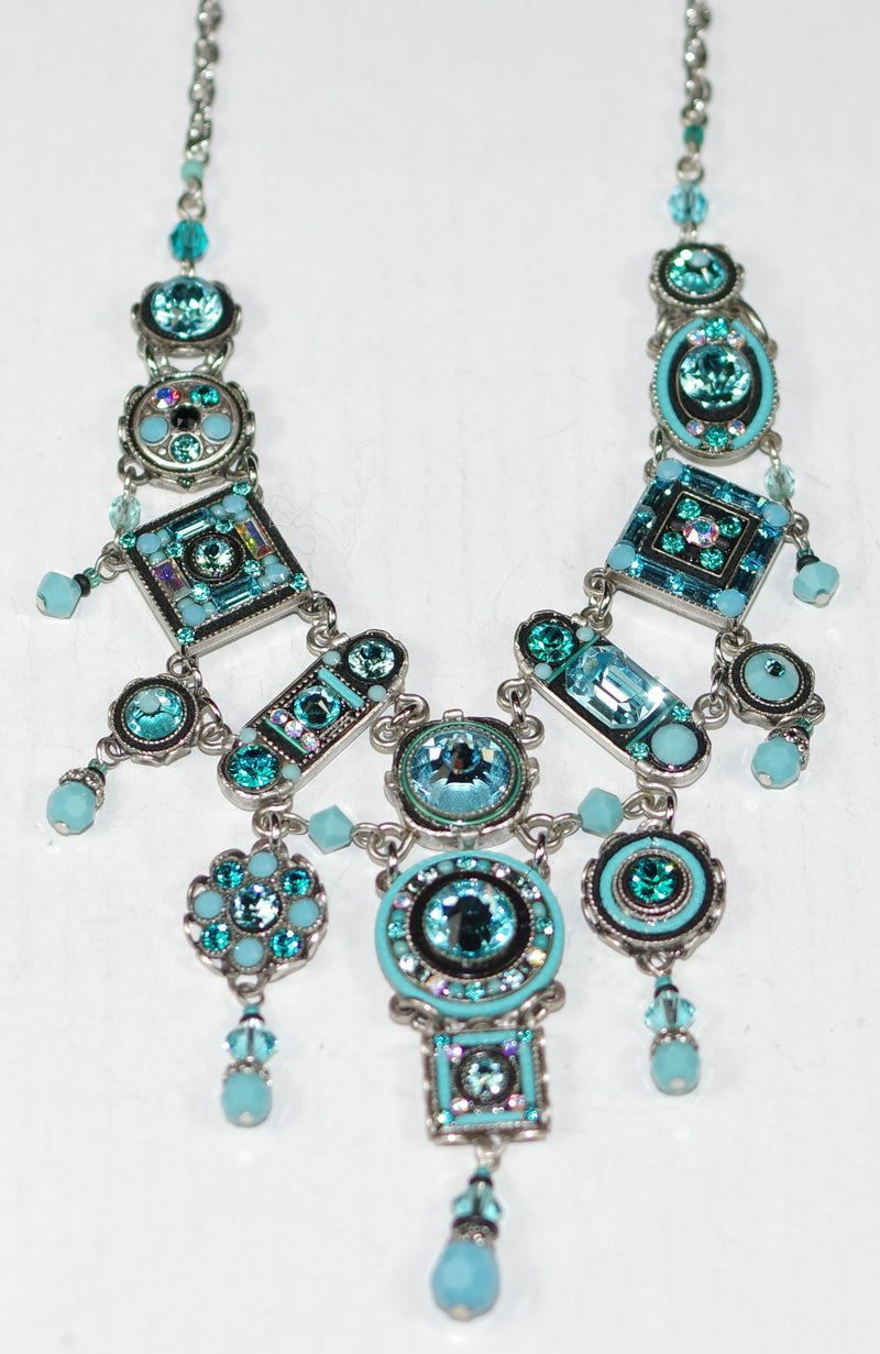 FIREFLY NECKLACE LA DOLCE VITA ELABORATE TURQUOISE: blue stones in 20" adjustable silver setting