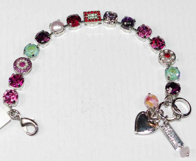 MARIANA BRACELET ENCHANTED: pink, red, green, purple, pearl stones in silver rhodium setting