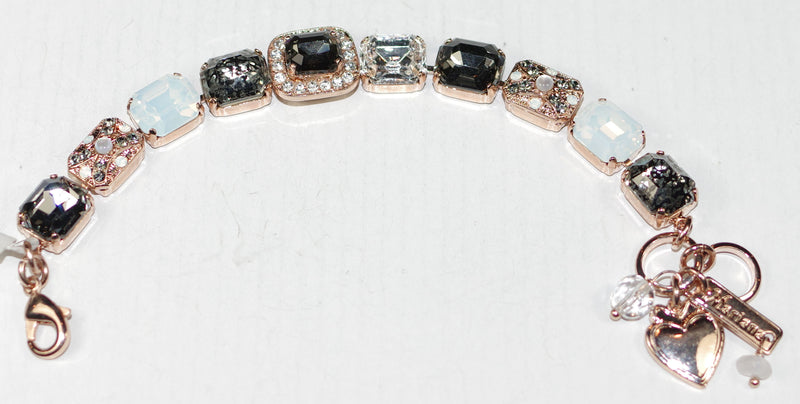 MARIANA BRACELET ICE QUEEN: blue, grey, clear, white 1/2" stones in rose gold setting