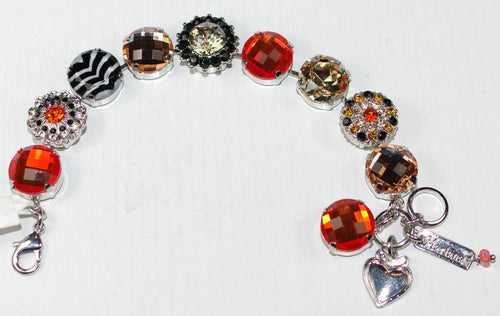 MARIANA BRACELET MAGIC: orange, amber, clear, black 5/8" stones in silver rhodium setting