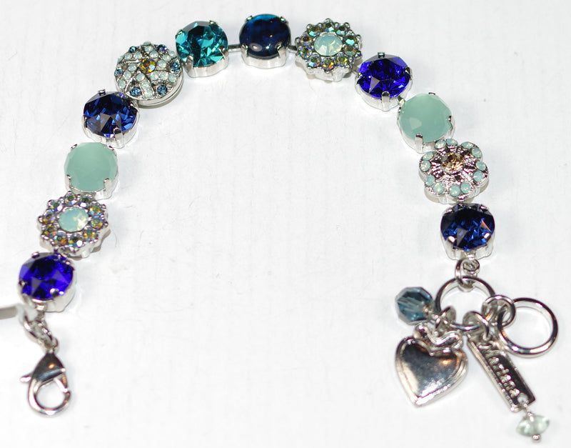 MARIANA BRACELET FAIRYTALE: blue, pacific opal, teal, a/b 1/2" stones in silver rhodium setting