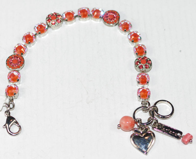 MARIANA BRACELET: orange, pink, sun kissed 1/4" stones in silver rhodium setting