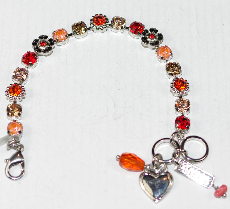 MARIANA BRACELET MAGIC: orange, black, amber, pink 3/8" stones in silver rhodium setting