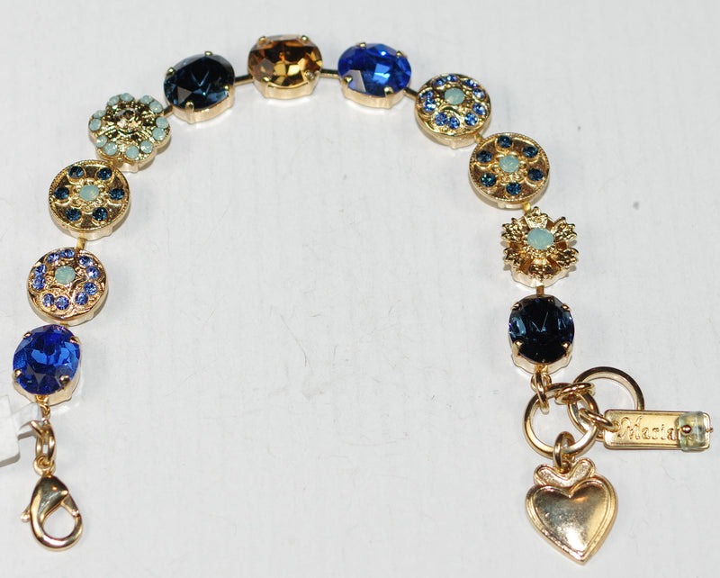 MARIANA BRACELET FAIRYTALE: blue, pacific opal, amber 1/2" stones in yellow gold setting