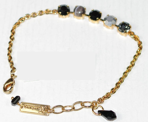MARIANA BRACELET ROCKY ROAD: 1/4" black, silver, grey stones in yellow gold setting