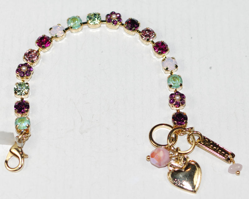 MARIANA BRACELET ENCHANTED: red, pink, green, blue, purple 1/4" stones in yellow gold setting
