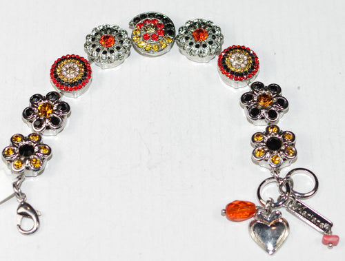 MARIANA BRACELET MAGIC: orange, black, clear, amber stones in silver rhodium setting