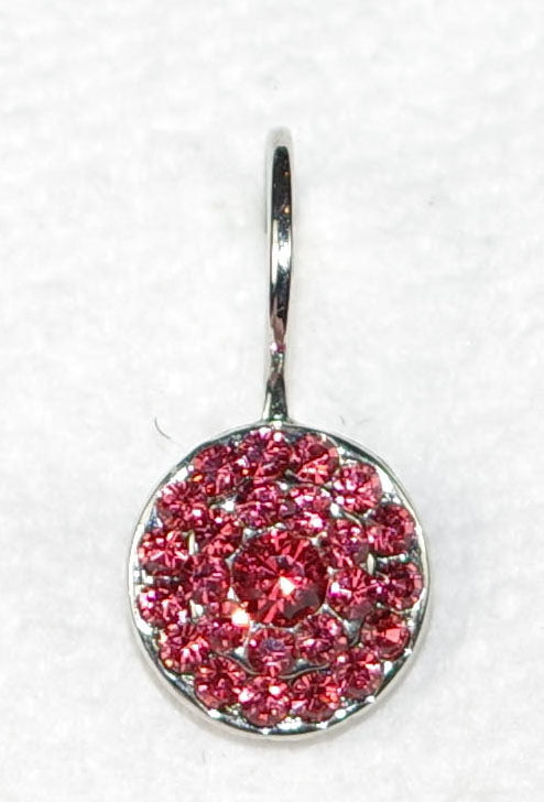 MARIANA EARRINGS: pink stones in 3/8" silver rhodium setting, lever back