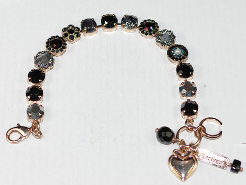MARIANA BRACELET ROCKY ROAD: black, a/b, pearl, silver stones in rose gold setting