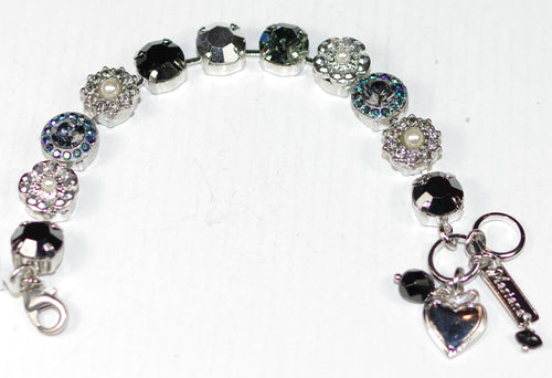 MARIANA BRACELET ROCKY ROAD: pearl, black, silver, blue a/b stones in silver rhodium setting