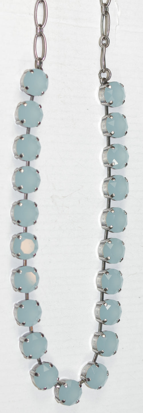 MARIANA NECKLACE: blue 1/2" stones in silver setting, 18" adjustable chain