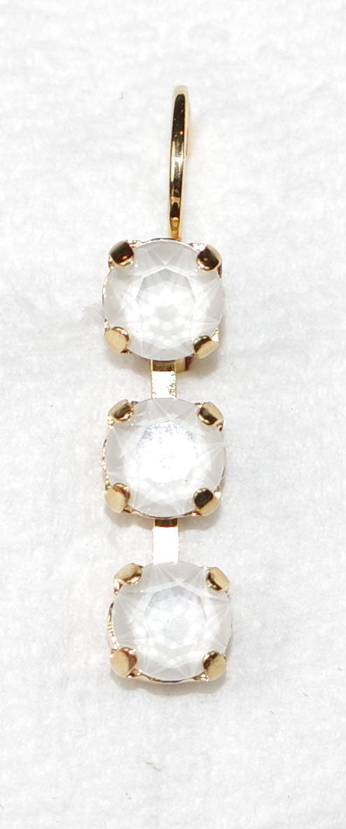 MARIANA EARRINGS: white stones in 1" yellow gold setting, lever backs