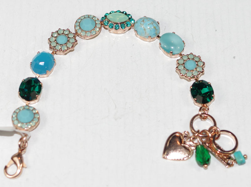 MARIANA BRACELET BAHAMAS: blue, teal, pacific opal, turquoise stones in rose gold setting