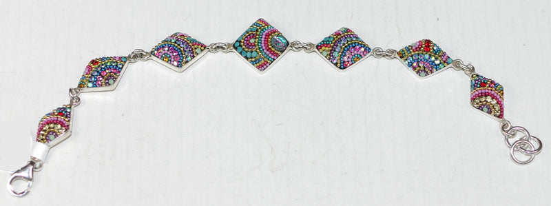MOSAICO BRACELET PB-8607-L: multi color Austrian crystals in solid silver setting, lobster clasp