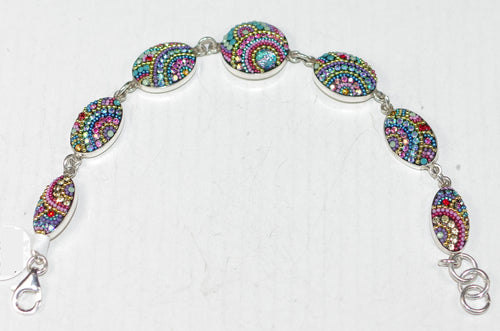 MOSAICO BRACELET PB-8636-L: multi color Austrian crystals in solid silver setting, lobster clasp