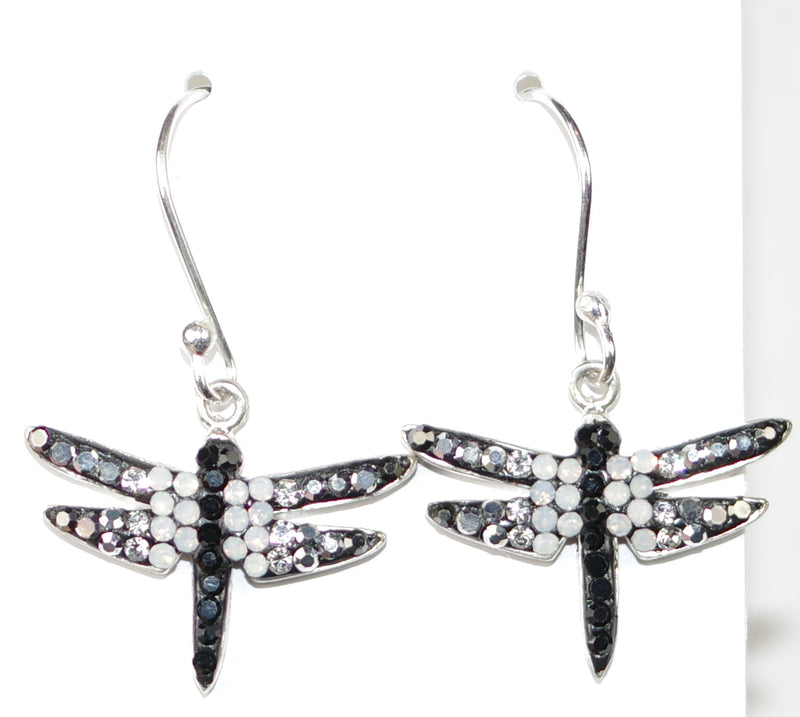 MOSAICO EARRINGS PE-8138-H: multi color Austrian crystals in 3/4" solid silver setting, french wire backs