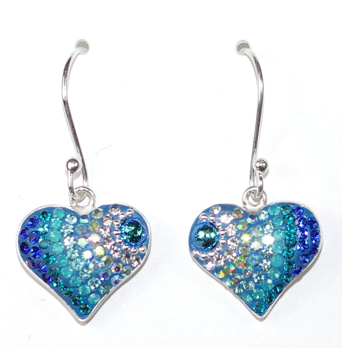MOSAICO EARRINGS PE-8329-D: multi color Austrian crystals in 1/2" solid silver setting, french wire backs
