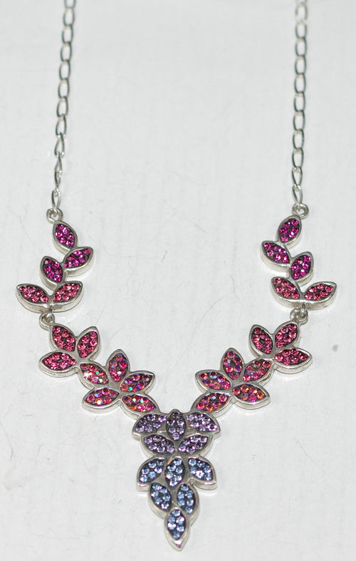 MOSAICO PENDANT PN-8624-B: multi color Austrian crystals in 3" wide solid silver setting, 16" silver adjustable chain