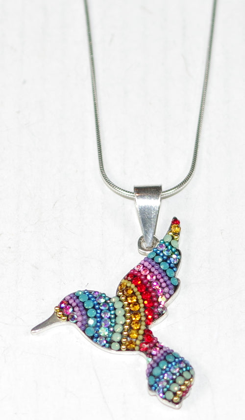 MOSAICO PENDANT PP-8547-L: multi color Austrian crystals in 1.25" solid silver pendant, 18 inch silver chain