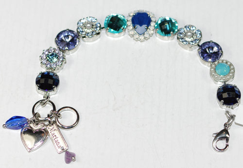 MARIANA BRACELET ELECTRIC BLUE: blue, lavender, white, pearl 5/8" stones in silver rhodium setting