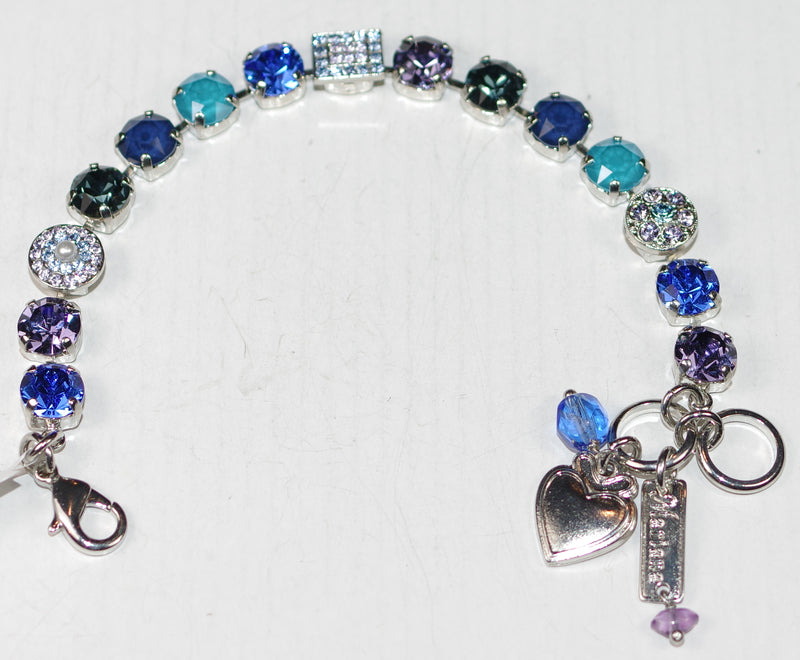 MARIANA BRACELET ELECTRIC BLUE: blue, pearl, lavender stones in silver rhodium setting
