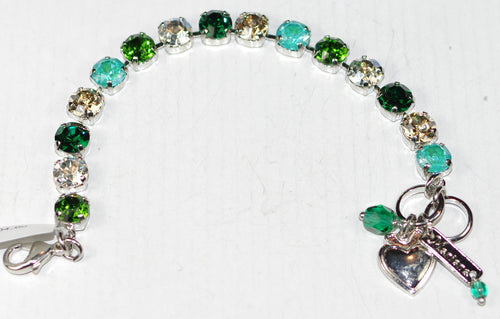 MARIANA BRACELET BETTE CIRCLE OF LIFE: 1/4" green, amber, clear, teal stones in silver rhodium setting