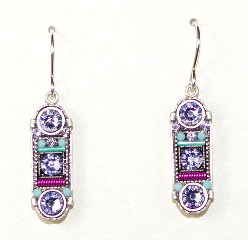 FIREFLY EARRINGS LA DOLCE VITA OVAL LAVENDER: multi color stones in 3/4" silver setting, wire backs