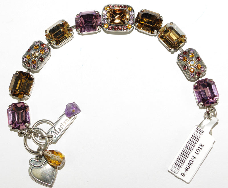 MARIANA BRACELET DREAM: lavender, amber, topaz stones in silver rhodium setting