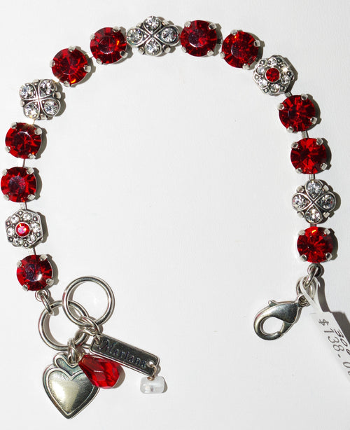 MARIANA BRACELET RED/CLEAR: bright red & clear stones in silver rhodium setting