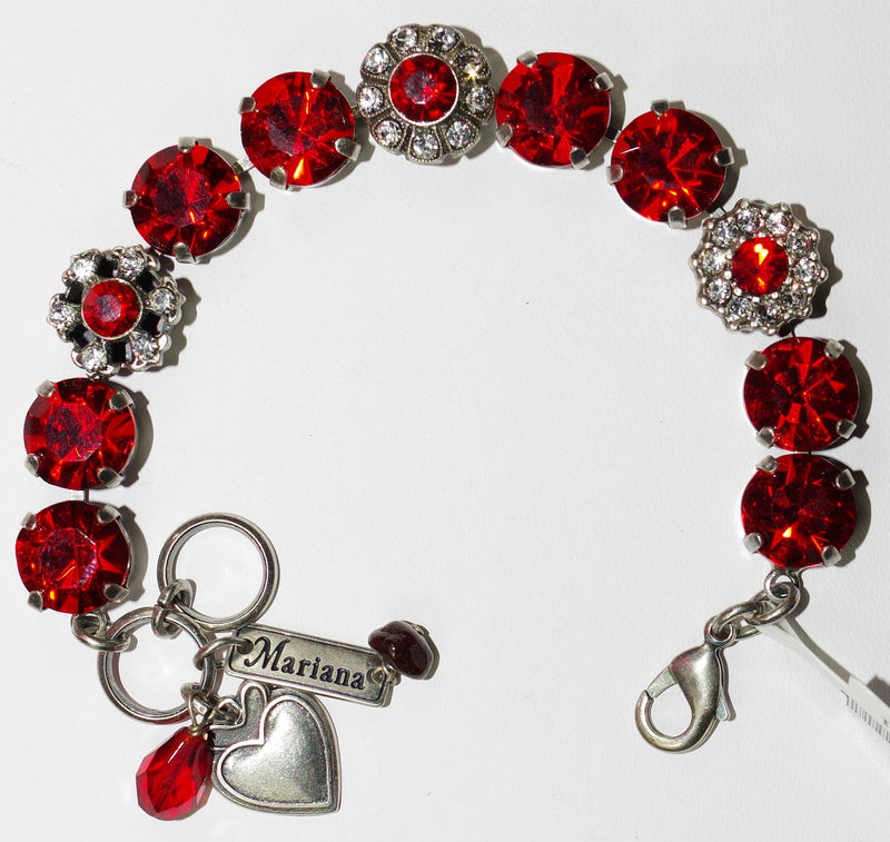 MARIANA BRACELET RED/CLEAR: bright red and clear stones in silver rhodium setting