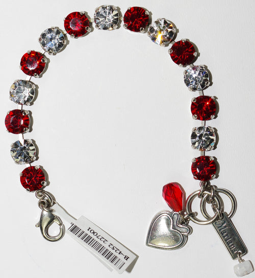 MARIANA BRACELET BETTE RED/CLEAR: bright red/clear 3/8" stones in silver rhodium setting