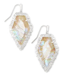 KENDRA SCOTT EARRINGS TESSA DROP RHODIUM IRIDESCENT ABALONE