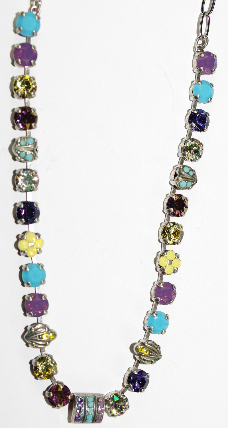 MARIANA NECKLACE HAPPINESS: purple, turq, yellow stones in silver setting