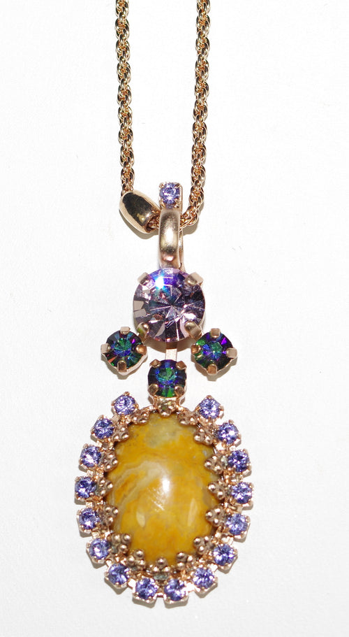 MARIANA PENDANT AUDREY: purple, teal, lavender stones in rose gold setting, 20" adjustable chain