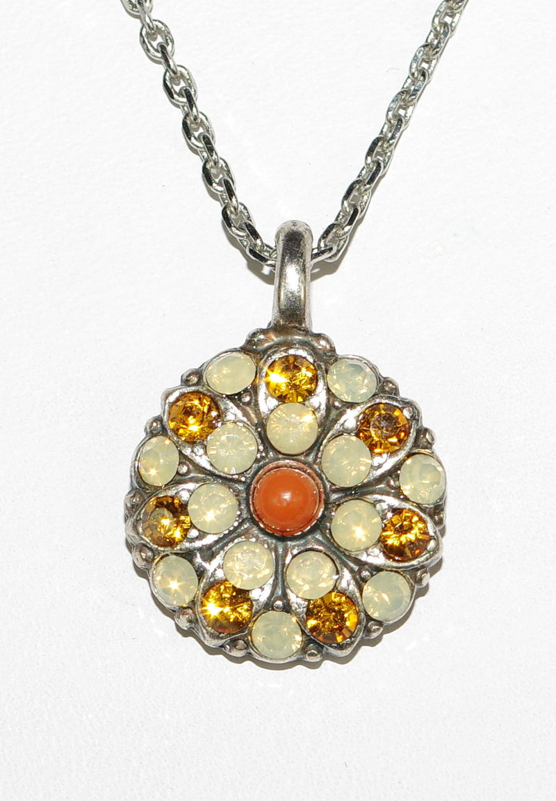 MARIANA ANGEL PENDANT: yellow, topaz, white, orange stones in silver setting, 18" adjustable chain