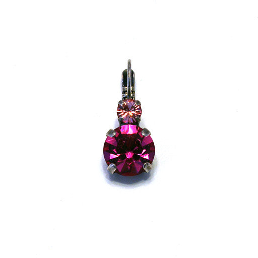 Mariana Large 2-stone Earrings: large fuchsia stone, small pink stone in silver setting