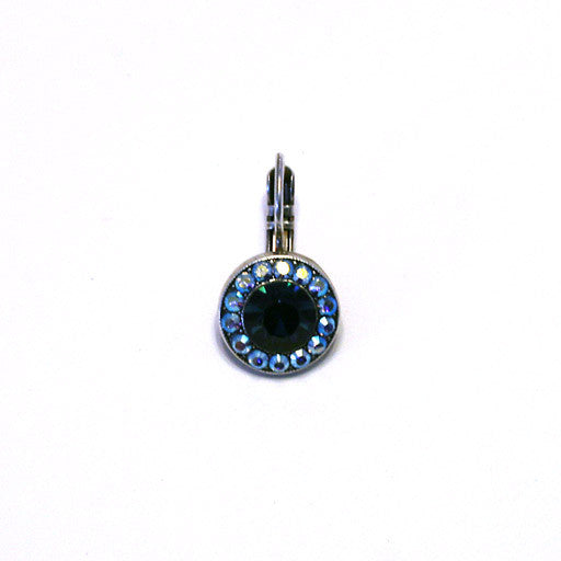 Mariana Center Stone Earrings: dark blue center stone, blue a/b stones in silver setting