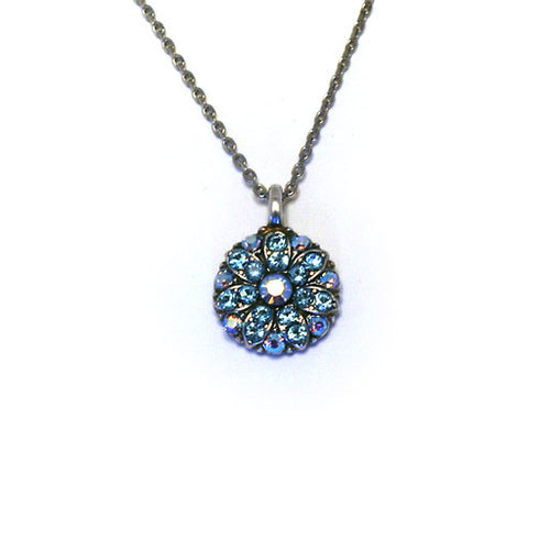 Mariana Angel Pendant: blue a/b center, blue and a/b stones in silver setting