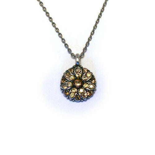 Mariana Angel Pendant: dark amber center, light and dark amber stones in silver setting